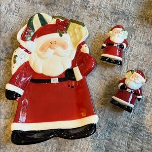 Harry and David Santa plate and salt and pepper shakers. Like brand new.